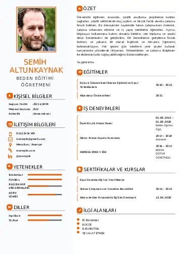 Beden Eğitimi Öğretmeni CV Örnekleri cv indir